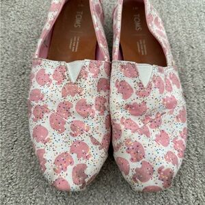 TOMS Pink Elephant Patterned Slip-Ons